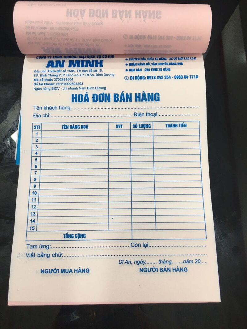 thiết kế hóa đơn