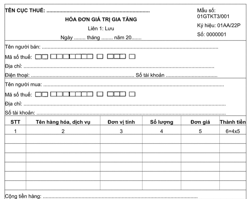 Những nội dung bắt buộc in trên hóa đơn giá trị gia tăng